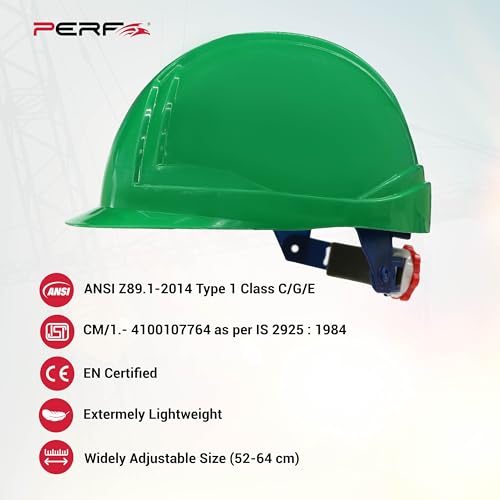 Image of PERF Safety Helmet for Construction & Outdoor Work|Easy 3D Fitting System for Any Head Size|Lightweight|8-Point Support Easy Impact Absorption Sweatband|Orbit-R|Green