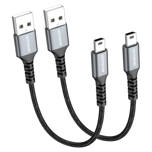 HOTNOW Cable Mini USB 30cm 2Pack, 0.3m USB 2.0 a Mini USB Cable de cargador Compatible con controlador PS3, reproductor MP3 / MP4, Dash Cam, Garmin Nuvi GPS, Blue Yeti, GoPro Hero 3+