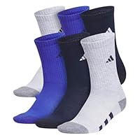 adidas Unisex Kids Crew Socks for Boys and Girls Youth (6-pack) Athletic Cushioned and Comfortable, Tall Mid-calf