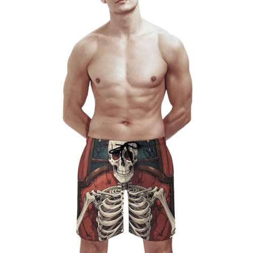 Mens Shorts Skeleton Reading Men Swim Trunks Quick-Dry Beach Shorts with Drawstring Pocket Bathing Suit3