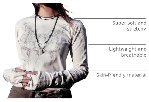 Image of Grunge Clothes for Women Y2K Tops Long Sleeve Fairy Grunge Aesthetic Shirts Teen Girls Vintage Graphic Tees Fall