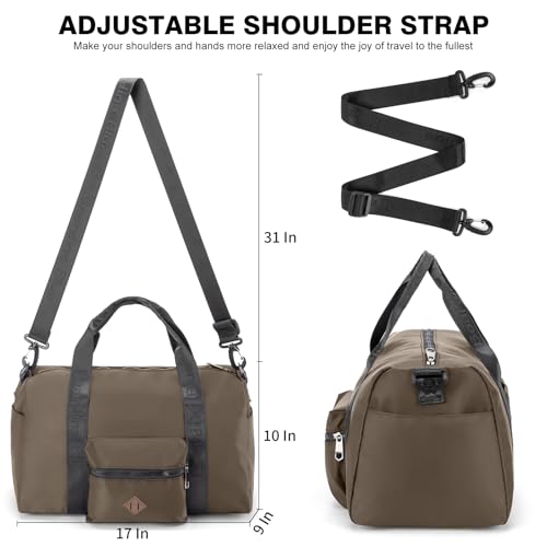 Image of For United Airline 17x10x9 Inches Personal Item Underseat Travel duffle bag, ports Tote Gym Bag,Shoulder Weekender Overnight Bag (Beige)