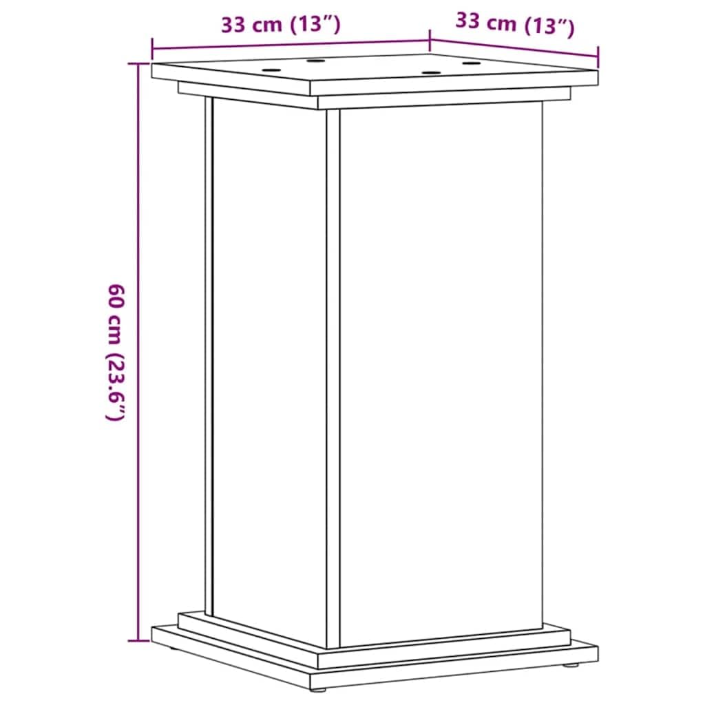 vidaXL Soportes de Planta Madera ingeniería Roble artisian 33x33x60 cm, Soporte de Flor, Soporte de Maceta, Soporte de Planta de casa