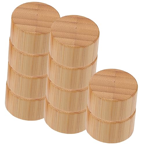 PRETYZOOM Bottle Pump Dispenser Caps 10pcs Bamboo Lids for Essential Oil Small Bottles Leakproof Design