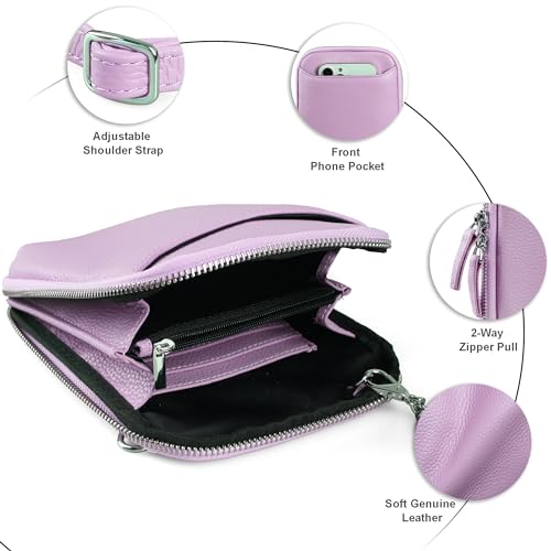 Image of befen Genuine Leather Crossbody Cell Phone Purse for Women, Small Zip Around RFID Blocking Crossbody Wallet Bags