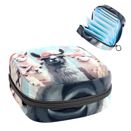 Alpaca Menstrual Pad Purse for School, Tampons Collect Pouch for Women Girls, Soft Sanitary Napkin Disposal Bags