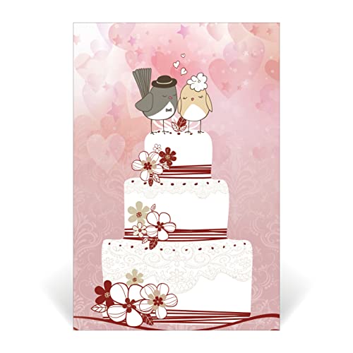 Tarjeta de felicitación DE LA BODA CASAMIENTO SOBRE DE DINERO | con sobre a juego | detalles chispeantes en relieve | MAGIC IN THE MOONLIGHT (WEDDING BIRDS)