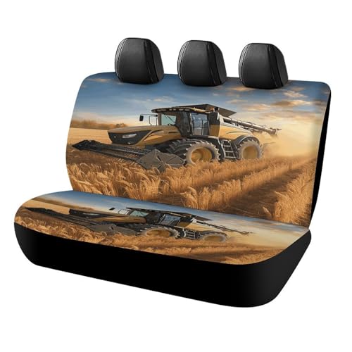 Funda de asiento trasero para coche de poliéster elástico con diseño de tractor agrícola