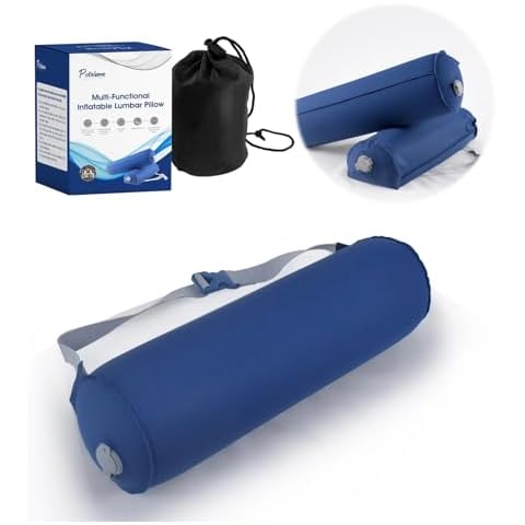 Potelane Inflatable Lumbar Pillow for Airplane,Travel,Car,Office Chair-Cervical Neck Roll for Back Support,Reducing Lower Back Pain Cover