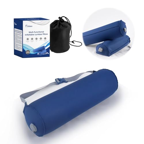 Almohada lumbar, almohada inflable de media luna con correa (espuma viscoelástica), cojín reclinable para reposapiernas, rollo cervical multiusos para cuello, soporte lumbar y reducción del dolor de