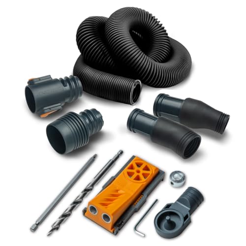 Image of POWERTEC 71873 Twin Pocket Hole Jig set with 10 Ft. Dust Collection Hose Kit for Woodworking Power Tools Home and Wet /Dry Shop Vacuums
