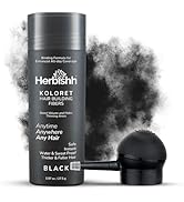 Herbishh Koloret Hair Building Fibers – Black Powder for Sparse Hair, Instant Bald Spot Cover Up ...