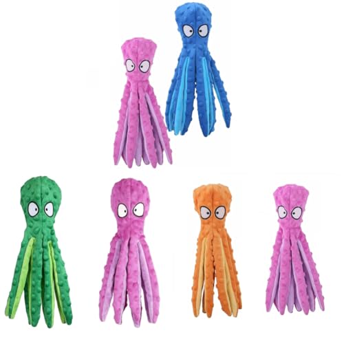 Kexpery - Juguete interactivo para perros sin relleno, juguete para masticar de felpa resistente a las picaduras de pulpo para animales Kexpery - Juguete interactivo para perros sin relleno, juguete para masticar de felpa resistente a las picaduras de pulpo para animales