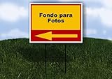 Fondo para Fotos Spanish Red Yellow Left Arrow 1 Single Sided 18x24 in Yard Road Sign w/Stand