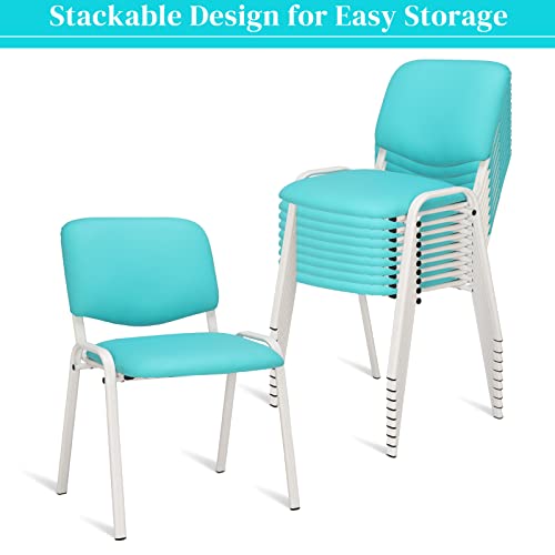 Image of VINGLI Blue Waiting Room & Office Chairs - 10-Pack Stackable PU Set for Church, Conference Room, Lobby & Guest Reception Area