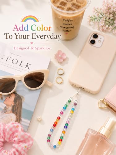 Image of Handmade Beaded Phone Charm Strap for Women & Girls | Aesthetic Mobile Charm | Pearl & Crystal Bead Wrist Strap | Cute Phone Bag Accessory | Korean Style