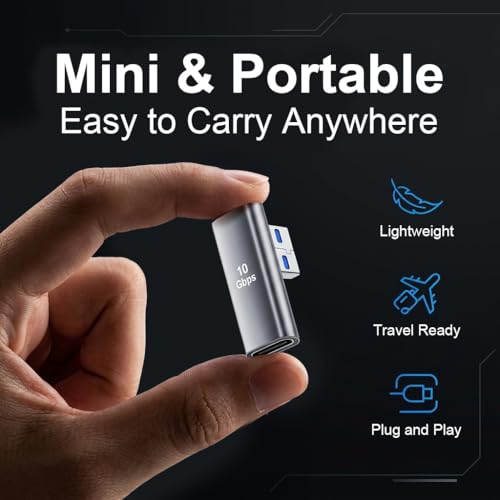 Image of Verilux 2Pcs Right Angle Type C Female to USB Male Adapter, Type C to USB 3.1 Charger Converter Support 10Gbps Speedy Data Transfer Compatible with iPhone 17 /16 /15, Galaxy S26 /S25 /S24, MacBook