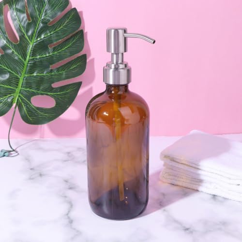 Botella de vidrio con bomba dispensadora de 500ml para baño y cremas 7