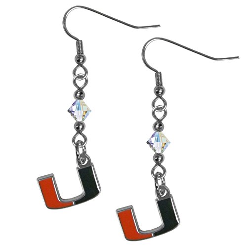 NCAA Siskiyou Sports Womens Miami Hurricanes Crystal Dangle Earrings One Size Team Color