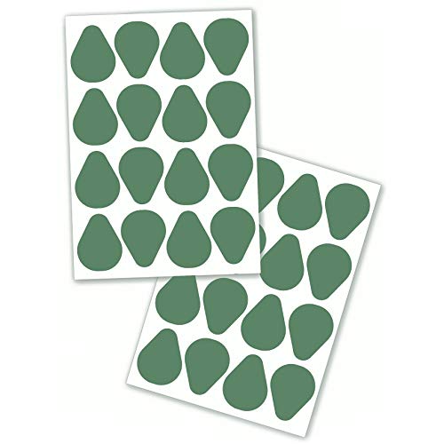 Set di 32 adesivi a forma di goccia su 2 DIN A4
