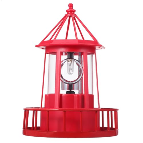 Phare solaire rotatif haut de gamme en résine et fer forgé rouge éclairage paysager étanche