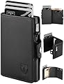 TEEHON Portafoglio Uomo Slim, Portacarte in Pelle con Protezione RFID, Porta Carte di Credito Uomo Piccolo, Porta Tessere con Portamonete e Scomparti Banconote - Confezione Regalo - NERO (A-01)