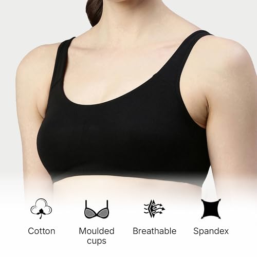 Image of Enamor Low Impact Women's Cotton Easy Everyday Bra - All Day Comfort Non Padded, Wirefree, High Coverage - SB06
