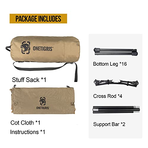 Onetigris Lightweight Camping Cot With Leg Extenders, Strong Support 330 Lbs, Durable Compact Tent Folding Bed For Adults Outdoor Overnighter Camping, Hiking, Travel, Rv, Beach, Office Nap #TOP3