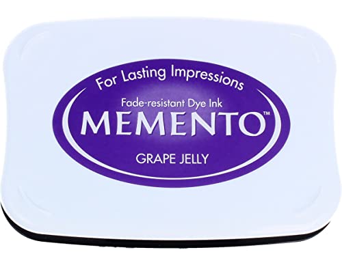 Tsukineko Memento-Tampone di Inchiostro per timbratura, Colore: Viola, Gelatina D'uva, Grande, a Base d'Acqua, Traslucido, Impermeabile, per archiviazione, goffratura, Carta, Pad Size: 7,6 x 4,7 cm