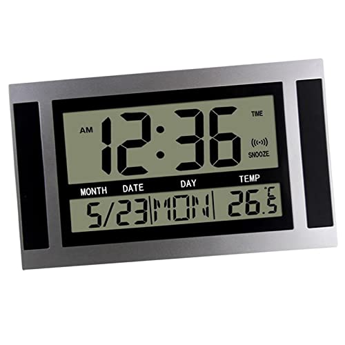 Wswqop Reloj Despertador Digital Pantalla Multifuncional Temporizador Calendario Medidor de Temperatura Construido en Plástico Adecuado para Café Oficina,