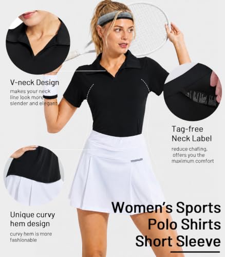 Image of MIER Womens Golf Shirts - V Neck UPF 50+ Dry Fit Tennis Polo