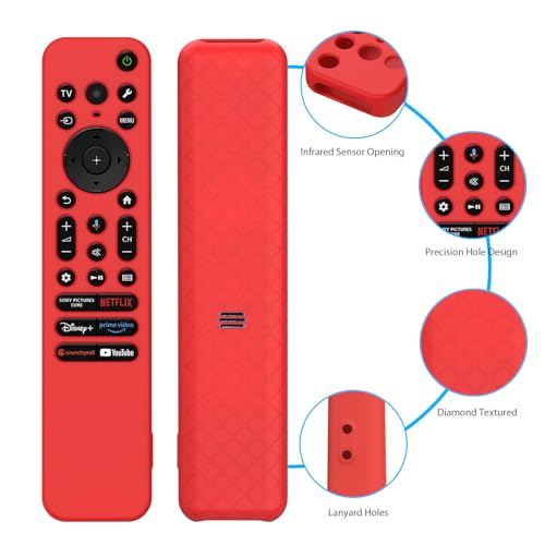 Image of Silicone Cover Case Compatible with Sony Bravia Smart Tv 2023 2024 2025 Voice Remote RMF-TX910U (Red) [Remote NOT Included]