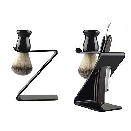 Sunbaca Suporte de escova de barbear de acrílico Suporte 2-em-1 Ferramenta de barbear de plástico pa