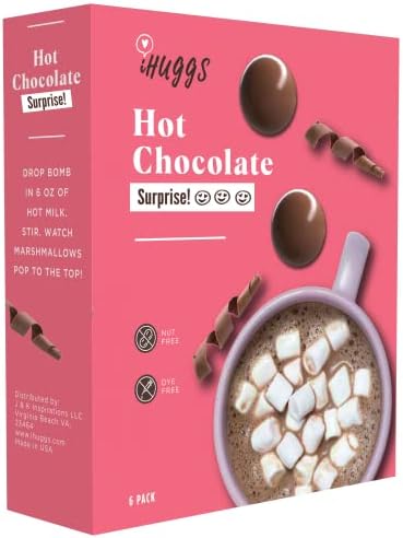 Hot Chocolate Bombs Mini Marshmallows Inside | 6 Pack of Yummy Milky Instant Hot Cocoa | Warm Hearts with Dye and Gluten Free Nut Free Hot Chocolate Instant Pops Beverage Without The Mess (1)