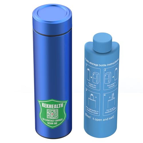 KEKHEALTH Nevera Medicamentos Portatil 60H 1-3 Pluma, Nevera Insulina Viaje, Bolsa Gel Frio, Insulina Isotermica para Diabéticos con 2 Enfriador(Azul)