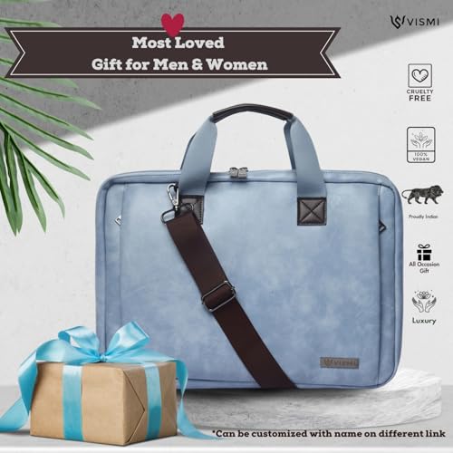 VISMIINTREND Stylish Leather Office Laptop Bag Handbag for Men & Women| Slim,Briefcase,Messenger Bags| Fits 13",14", 15.6" Macbook Laptops, Birthday Gift for Husband/Father, Corporate Diwali Gifts