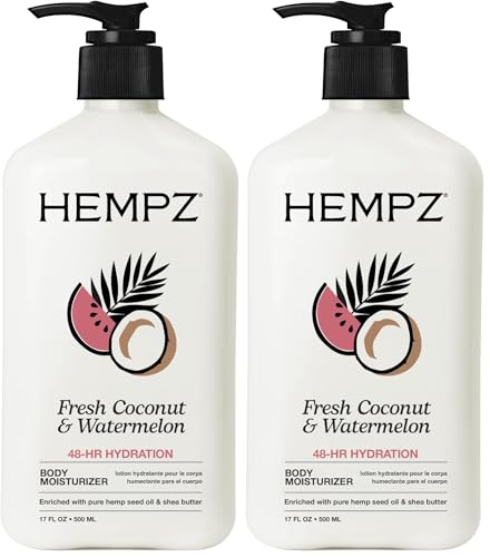 Image of Hempz Body Lotion - Fresh Coconut & Watermelon Daily Moisturizing Cream,Shea Butter Body Moisturizer - Skin Care Products,Hemp Seed Oil - Large,(Pack of 2)