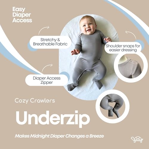 Stretchy Viscose from Bamboo Baby Pajamas, Crescent Zipper Onesie, Fold-Over Mittens & Cuffs, Infant PJs3