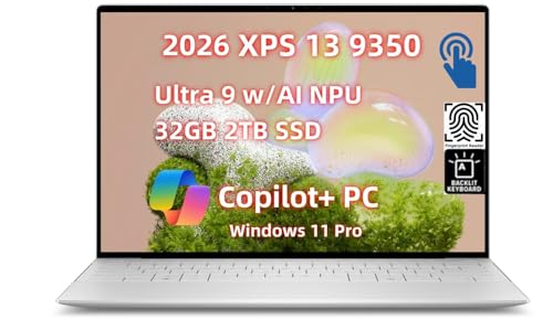 Image of NewDell XPS 13 9350 Laptop, Copilot+ AI PC Business (13.4 inch 2.5K Touch 120Hz Display, Core Ultra 9 w /AI NPU, 32GB RAM, 2TB SSD), Backlit KB, FP, Light & Thin, Wi-Fi 7, 27Hr Battery Life, Win 11 Pro