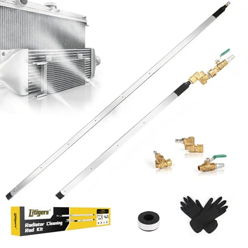 47 & 24 Dual Water/Air Radiator Cleaning Wand Set - 4500 PSI Stainless Steel with Brass Adapter for Cars Trucks Heavy Equip High Walls