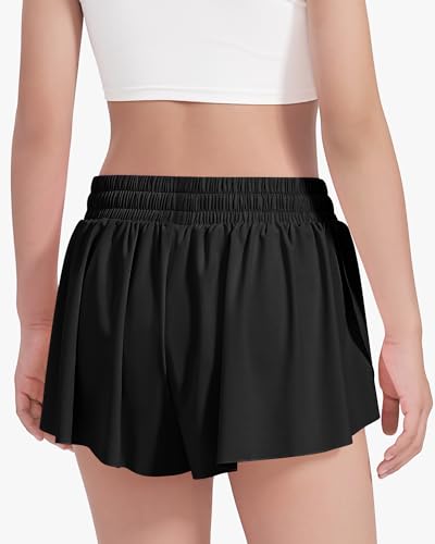 Image of HASMES Girls Butterfly Shorts Teen Flowy Athletic Shorts for Running Dance Cheer 5-14Y