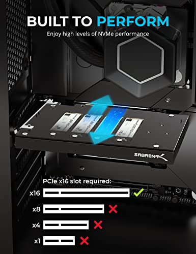 SABRENT 4-Drive NVMe SSD to PCIe 4.0 X 16 Adapter Card with Active Cooling [EC-P4BF]