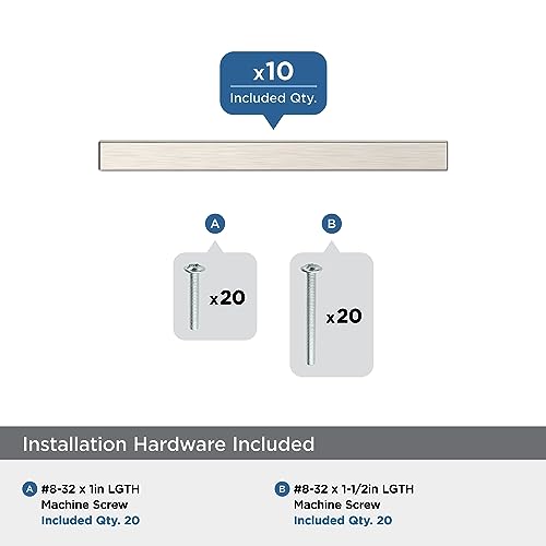 Image of Amerock 10 Pack 3 inch Bar Pulls Square Satin Nickel Drawer Pull | 3 inch (76mm) Center-to-Center Mounting Distance and 5-5 /16 inches Overall Length, Durable Zinc Cabinet Hardware