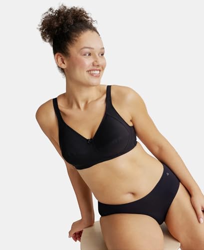 Image of Jockey ES13 Women Wirefree Non Padded Super Combed Cotton Elastane Stretch Full Coverage Plus Size Bra with Side Panel Support