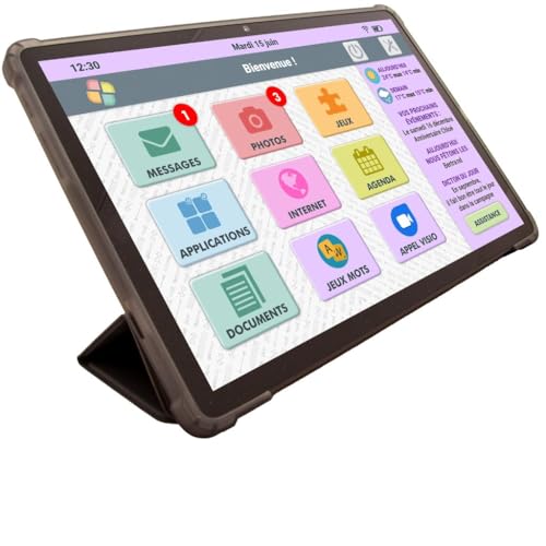 FACILOTAB - Tablette Senior - Simple et Intuitive, Idéal pour Personne Âgée - Très Grand Ecran Tactile Adapté - Camera Avant et Arrière