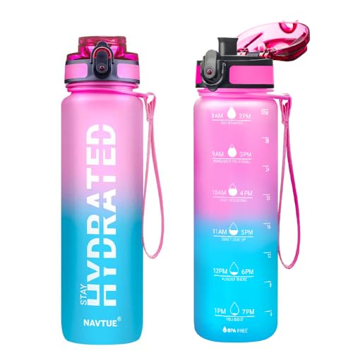 Image of Water Bottle 32 oz Motivational Time Marker Tritan Bottle