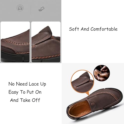 Tokouk Men's Leather Hand-Stitched Slip-on Loafers Comfort Soft Moccasin Daily Flats Driving Walking Shoes Lightweigh Formal Casual Work Shoes4