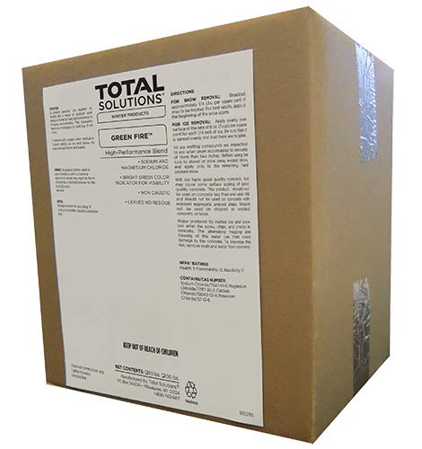 EcoClean Solutions Green FIRE Sodium and Magnesium Chloride Snow and Ice Melt Blend, Green Dye Shows Where Applied - 100 lb Box