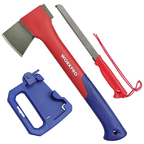 WORKPRO Outdoors Camping Hand Axe Saw Combo Kit - 14-inch Lightweight Splitting Hatchet