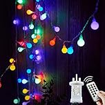 Fairy Lights Plug in 120 LEDs, 12M/39ft Globe String Lights Mains Powered, 8 Modes with Remote Timer Control Christmas Lights Outdoor/Indoor for Bedroom, Party, Wedding Decorations (Multi-Coloured)